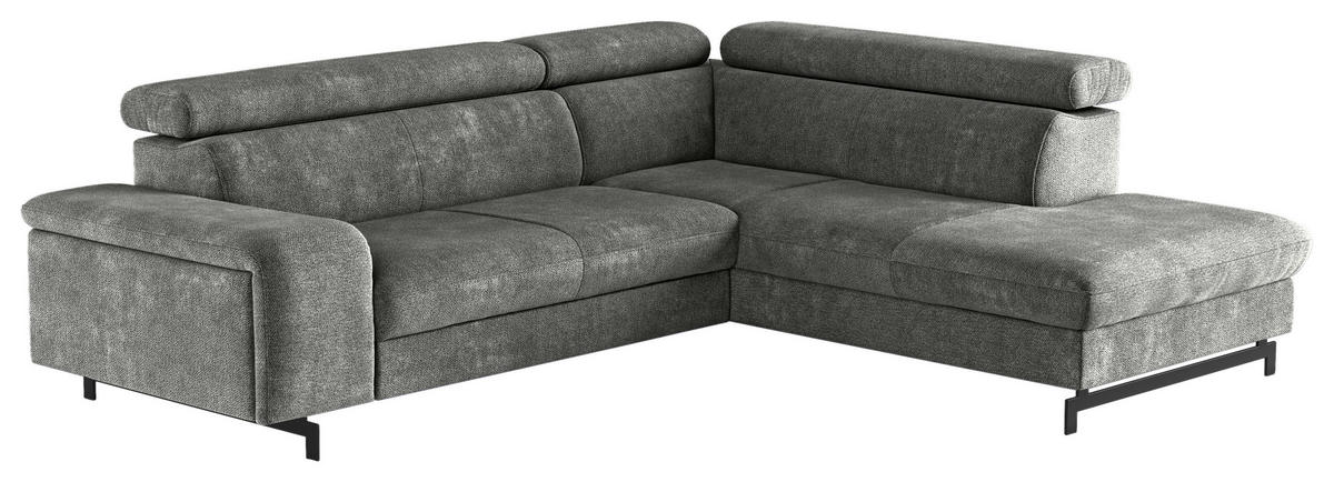 ECKSOFA Grau Chenille  - Schwarz/Grau, Textil/Metall (262/215cm) - MID.YOU