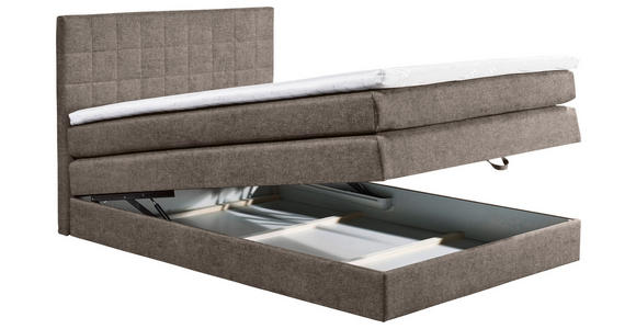 BOXSPRINGBETT 120/200 cm  in Graubraun  - Graubraun/Schwarz, KONVENTIONELL, Kunststoff/Textil (120/200cm) - Carryhome