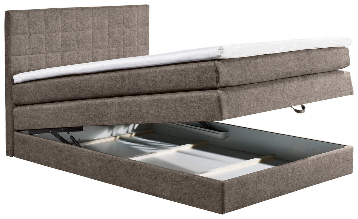 BOXSPRINGBETT 120/200 cm  in Graubraun  - Graubraun/Schwarz, Konventionell, Kunststoff/Textil (120/200cm) - Carryhome