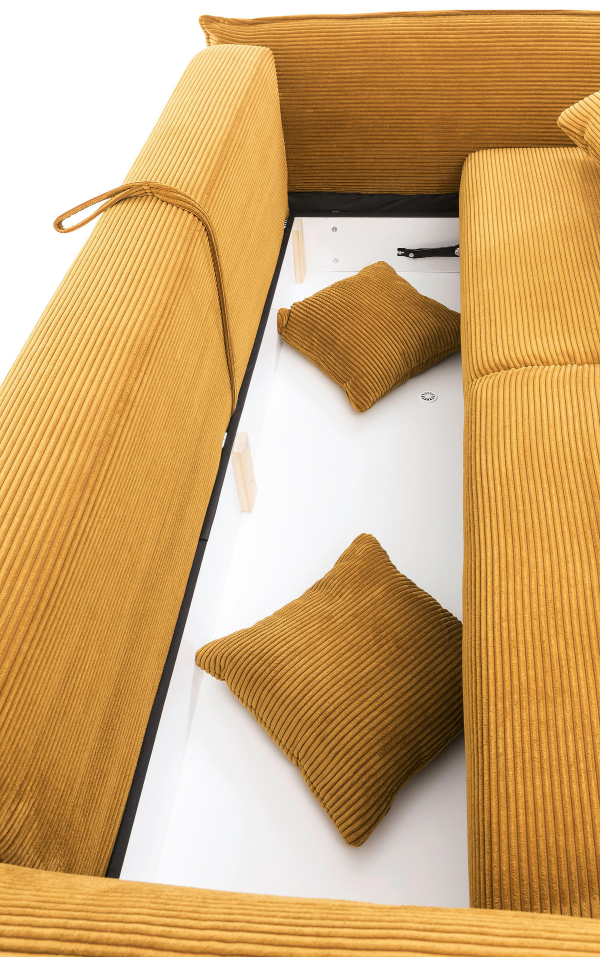 BIGSOFA in Cord Goldfarben  - Chromfarben/Goldfarben, Modern, Kunststoff/Textil (242/71/90/131cm) - Livetastic