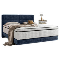 Pat Boxspring, 140/200 cm, albastru - albastru/negru, Konventionell, lemn/textil (140/200cm) - Esposa