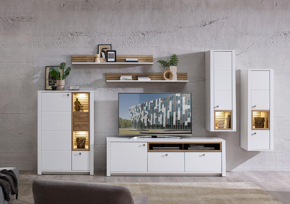 TV-ELEMENT bela  - bela, Moderno, leseni material (192/58/47cm) - Hom`in