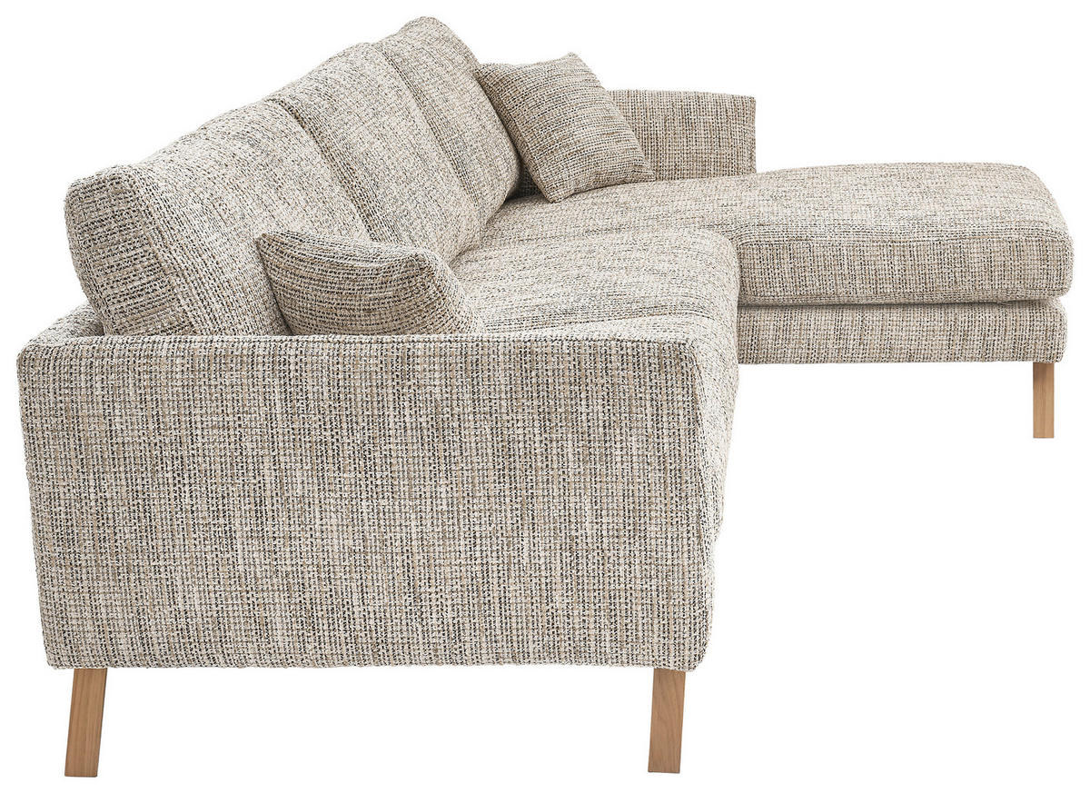 ECKSOFA Creme Webstoff  - Eichefarben/Creme, KONVENTIONELL, Holz/Textil (293/160cm) - SetOne by Musterring