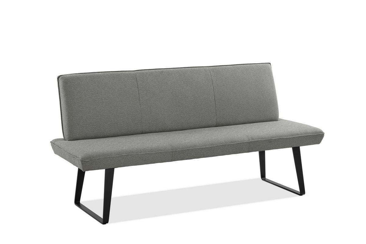 POLSTERBANK Textil Grau  - Schwarz/Grau, Design, Textil/Metall (180/91/65cm)