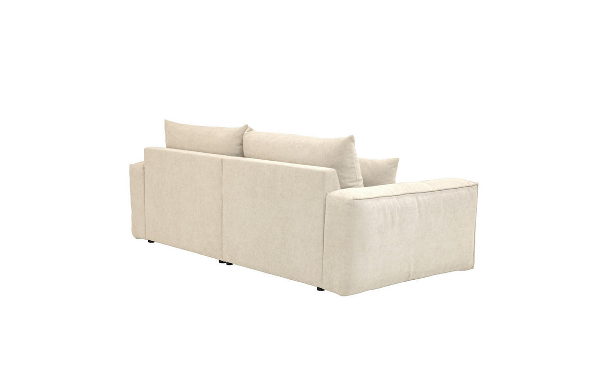 BIGSOFA Chenille Creme  - Creme/Schwarz, MODERN, Kunststoff/Textil (255/76/117cm) - Milino