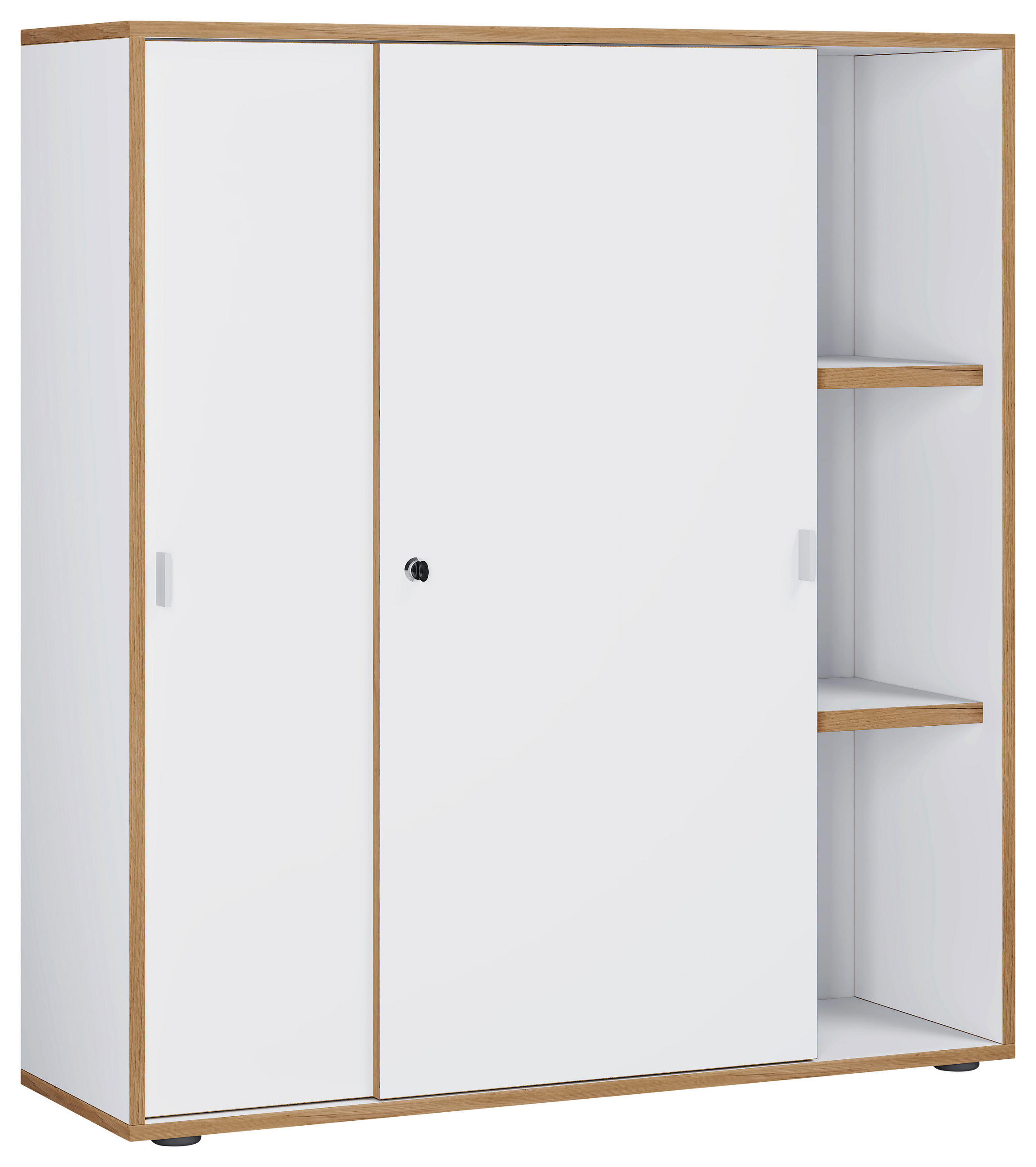 AKTENSCHRANK Weiß, Honigeiche  - Honigeiche/Weiß, Design, Holzwerkstoff (100/110/37cm) - P & B