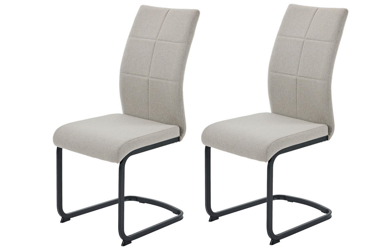 SCHWINGSTUHL-SET 2 Stück  in Stahl Webstoff  - Schlammfarben/Schwarz, MODERN, Textil/Metall (43/98/60cm) - MID.YOU