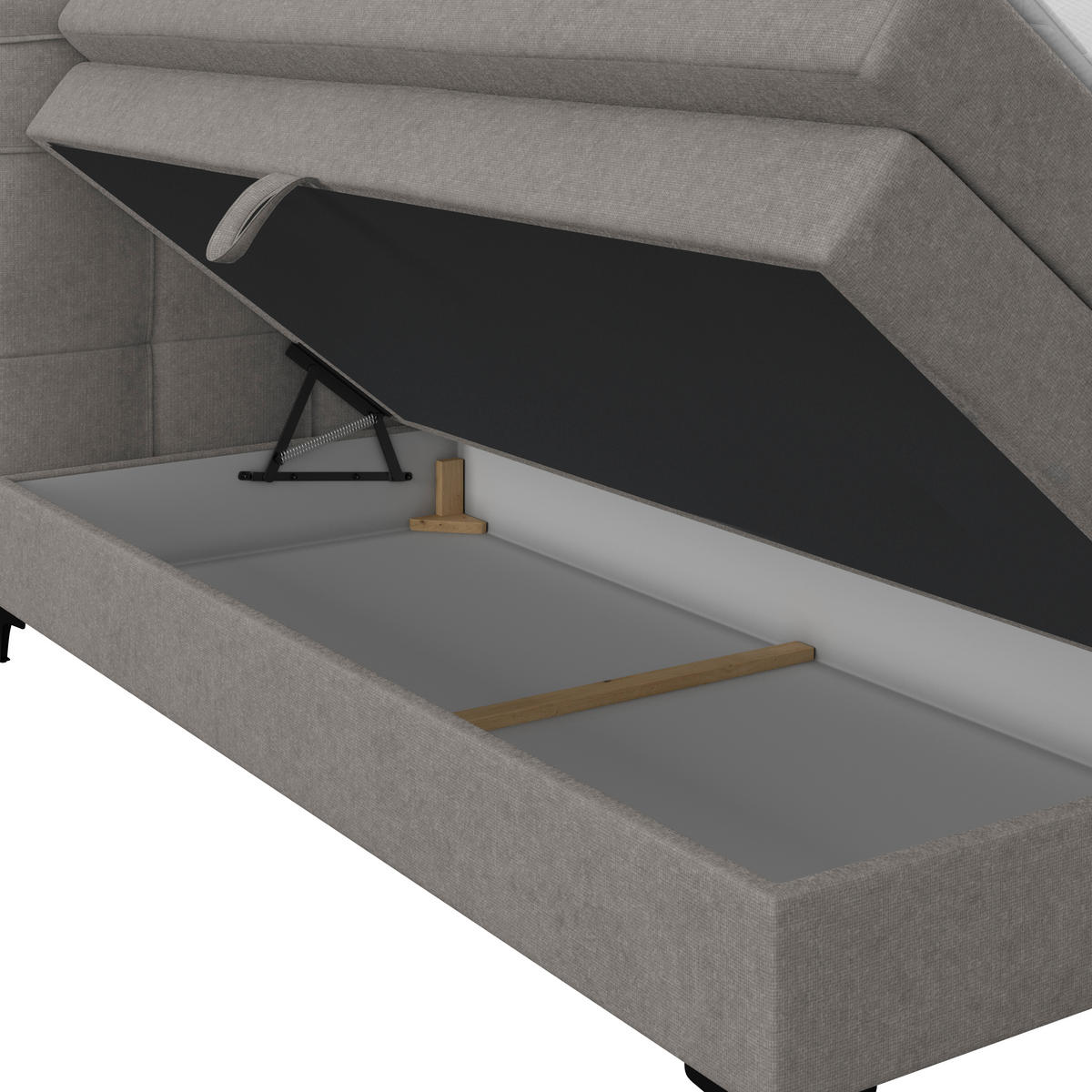 BOXSPRINGBETT 160/200 cm,  in Taupe, H3 = fest  - Taupe/Schwarz, KONVENTIONELL, Kunststoff/Textil (160/200cm)