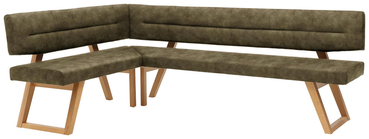 ECKBANK 155/235 cm  in Olivgrün  - Eichefarben/Olivgrün, KONVENTIONELL, Holz/Textil (155/235cm) - Dieter Knoll