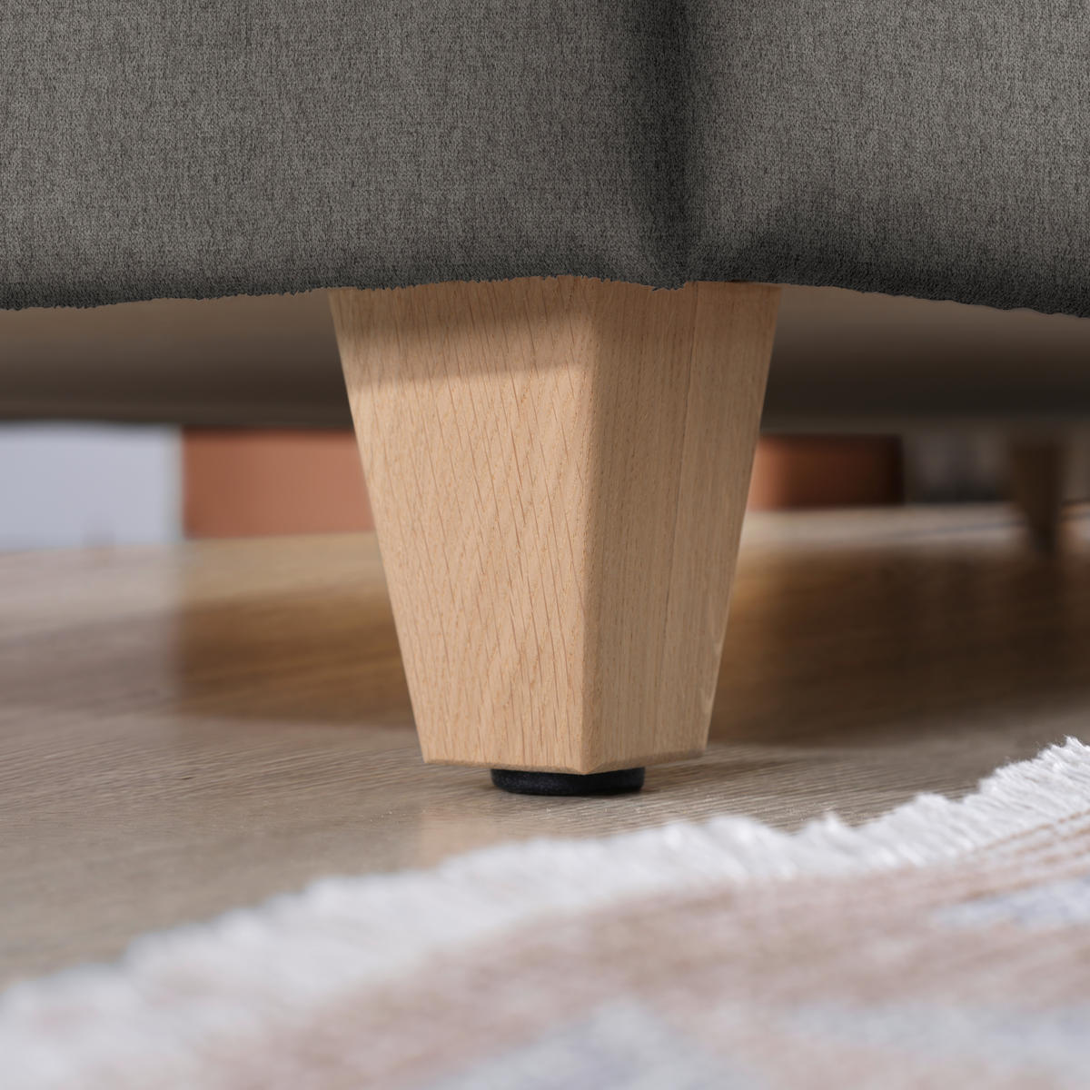 ECKSOFA in Flachgewebe Schlammfarben  203/261 cm  - Schlammfarben/Eichefarben, KONVENTIONELL, Holz/Textil (203/261cm) - Sedda