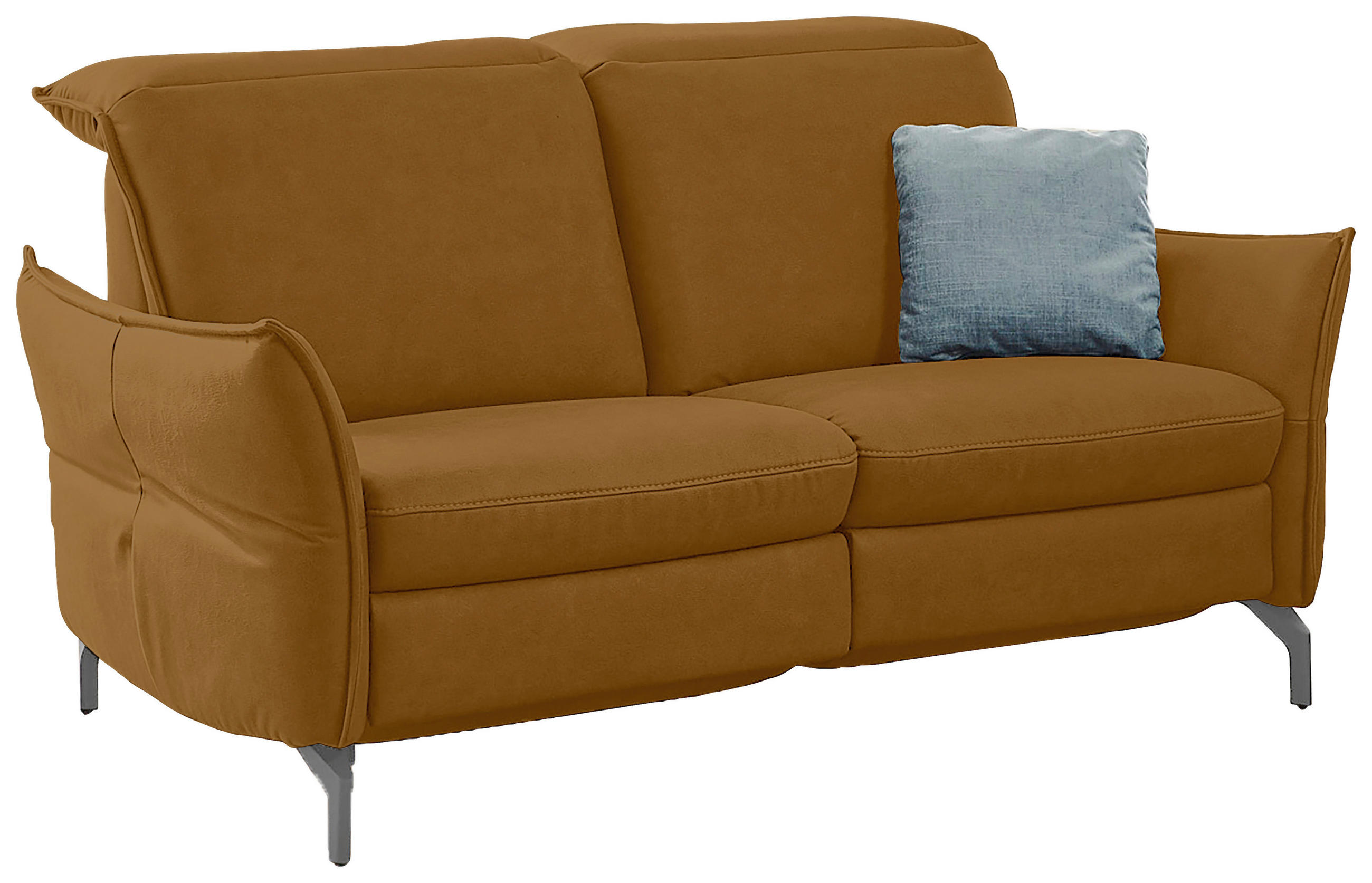 2,5-SITZER Lederlook (vegan) Gelb  - Gelb/Nickelfarben, MODERN, Textil/Metall (185/89/109cm) - Livetastic