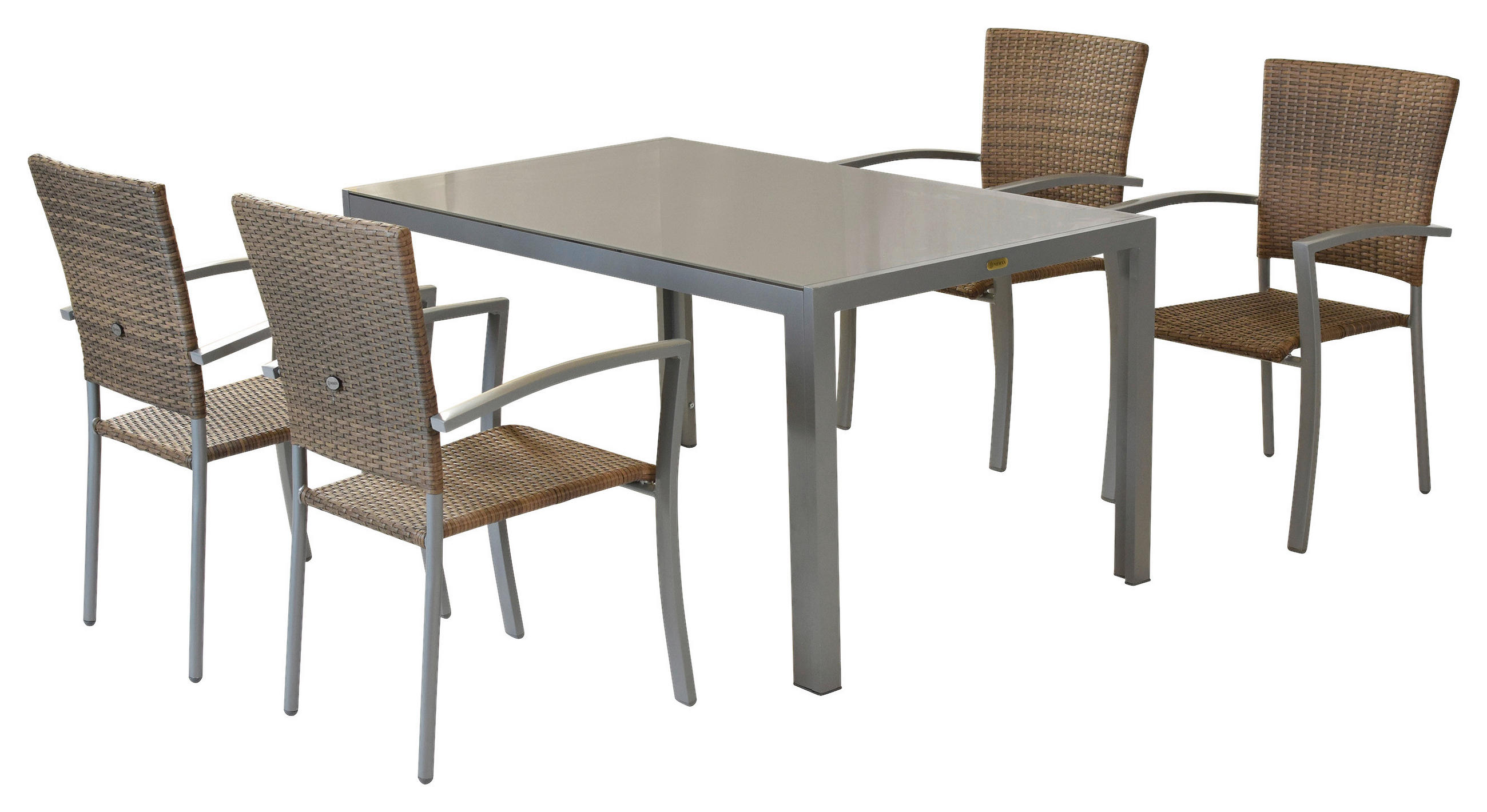 GARTENSET Aluminium  - Silberfarben/Naturfarben, MODERN, Kunststoff/Metall - Gardenson