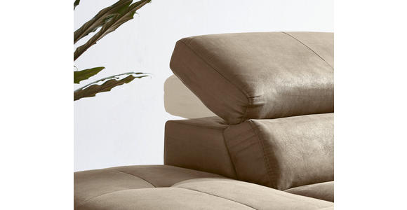 ECKSOFA Sandfarben Lederlook - Sandfarben/Schwarz, Natur, Holz/Textil (226/282cm) - Novel