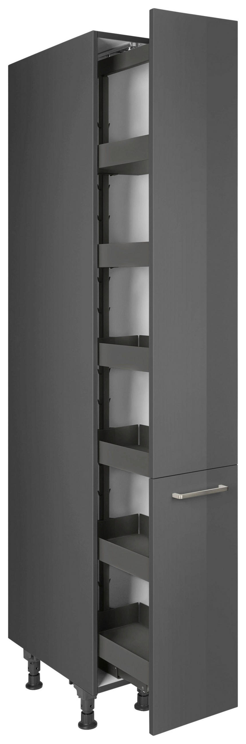 APOTHEKERSCHRANK 30/216,6/58 cm  in Schieferfarben  - Schieferfarben/Edelstahlfarben, MODERN, Holzwerkstoff/Metall (30/216,6/58cm) - Nobilia