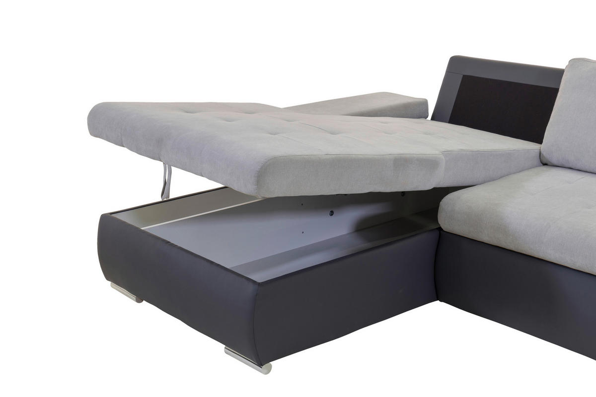 ECKSOFA in Flachgewebe Grau, Dunkelgrau  - Dunkelgrau/Grau, Design, Kunststoff/Textil (175/271cm) - MID.YOU
