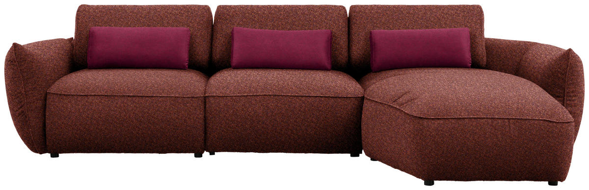 ECKSOFA  in Chenille Bordeaux  340/190 cm  - Bordeaux/Rot, Design, Kunststoff/Textil (340/190cm) - Belluti