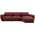 ECKSOFA  in Chenille Bordeaux  340/190 cm  - Bordeaux/Rot, Design, Kunststoff/Textil (340/190cm) - Belluti