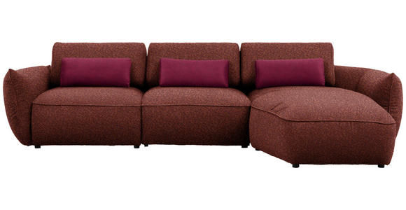 ECKSOFA  in Chenille Bordeaux  340/190 cm  - Bordeaux/Rot, Design, Kunststoff/Textil (340/190cm) - Belluti