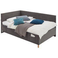 POLSTERLIEGE Cord Anthrazit  - Eichefarben/Anthrazit, KONVENTIONELL, Holz/Textil (90/200cm) - Stylife