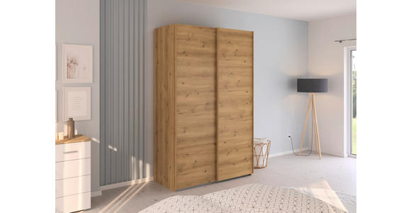 SCHWEBETÜRENSCHRANK 137/223/68 cm 2-türig Eichefarben  - Eichefarben, Design, Holzwerkstoff/Kunststoff (137/223/68cm) - Novel