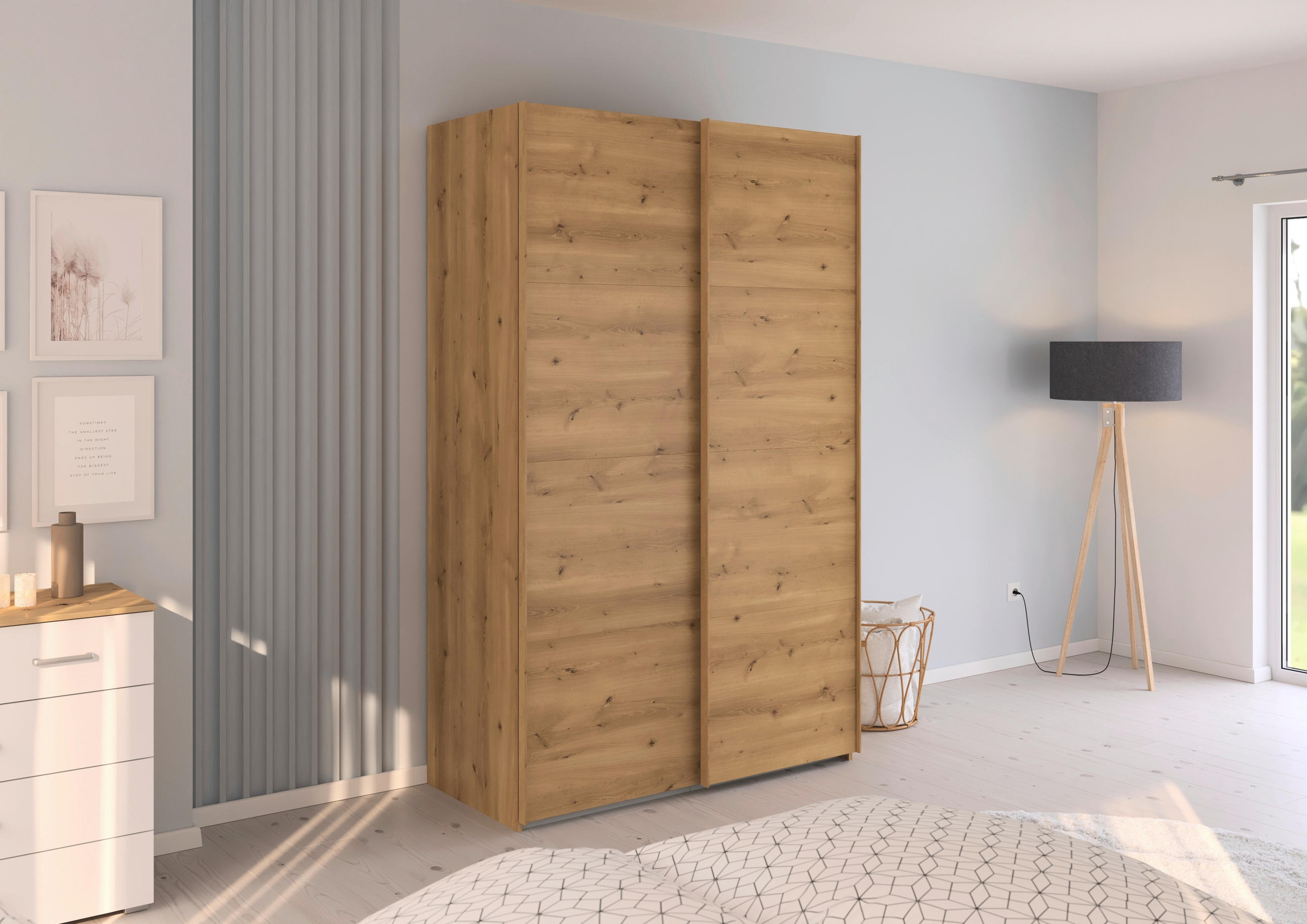 SCHWEBETÜRENSCHRANK 137/223/68 cm 2-türig Eichefarben  - Eichefarben, Design, Holzwerkstoff/Kunststoff (137/223/68cm) - Novel