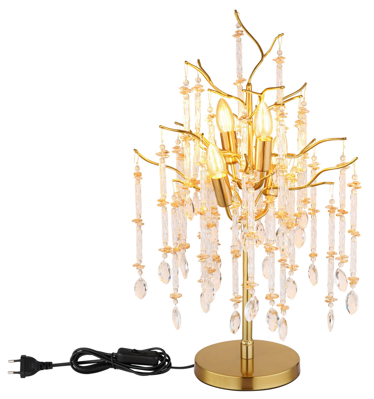 TISCHLEUCHTE 41/67 cm   - Klar/Goldfarben, KONVENTIONELL, Glas/Kunststoff (41/67cm) - Globo