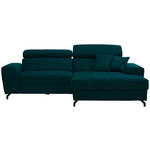 ECKSOFA in Velours Petrol  - Petrol/Schwarz, Design, Textil/Metall (267/181cm) - Carryhome