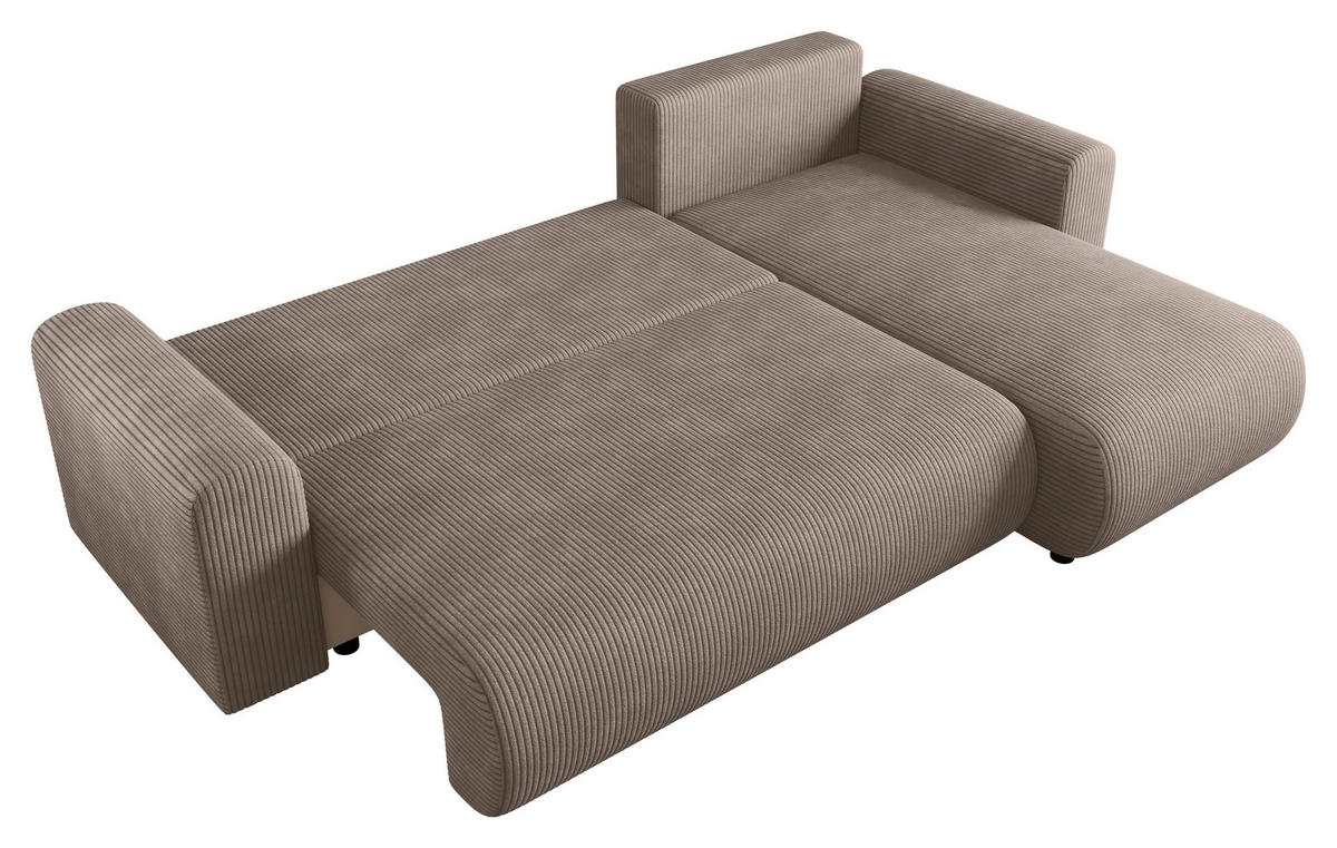 ECKSOFA  in Cord Hellbraun  - Hellbraun/Schwarz, KONVENTIONELL, Kunststoff/Textil (246/152cm) - Xora