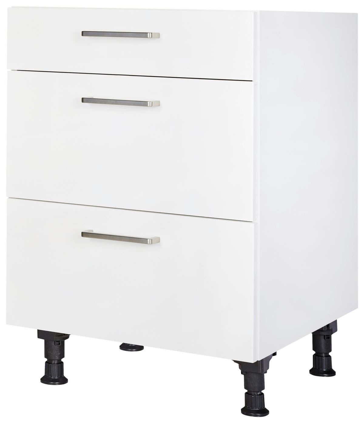 SCHUBKASTENUNTERSCHRANK 60/87/56 cm  in Weiß  - Edelstahlfarben/Weiß, MODERN, Holzwerkstoff/Metall (60/87/56cm) - Nobilia
