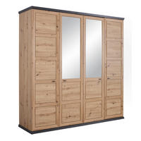 SKRIŇA S OTOČNÝMI DVERAMI, tmavosivá, dub artisan, 205/209/60 cm - dub artisan/niklová, Romantik / Landhaus, kov/kompozitné drevo (205/209/60cm) - Hom`in