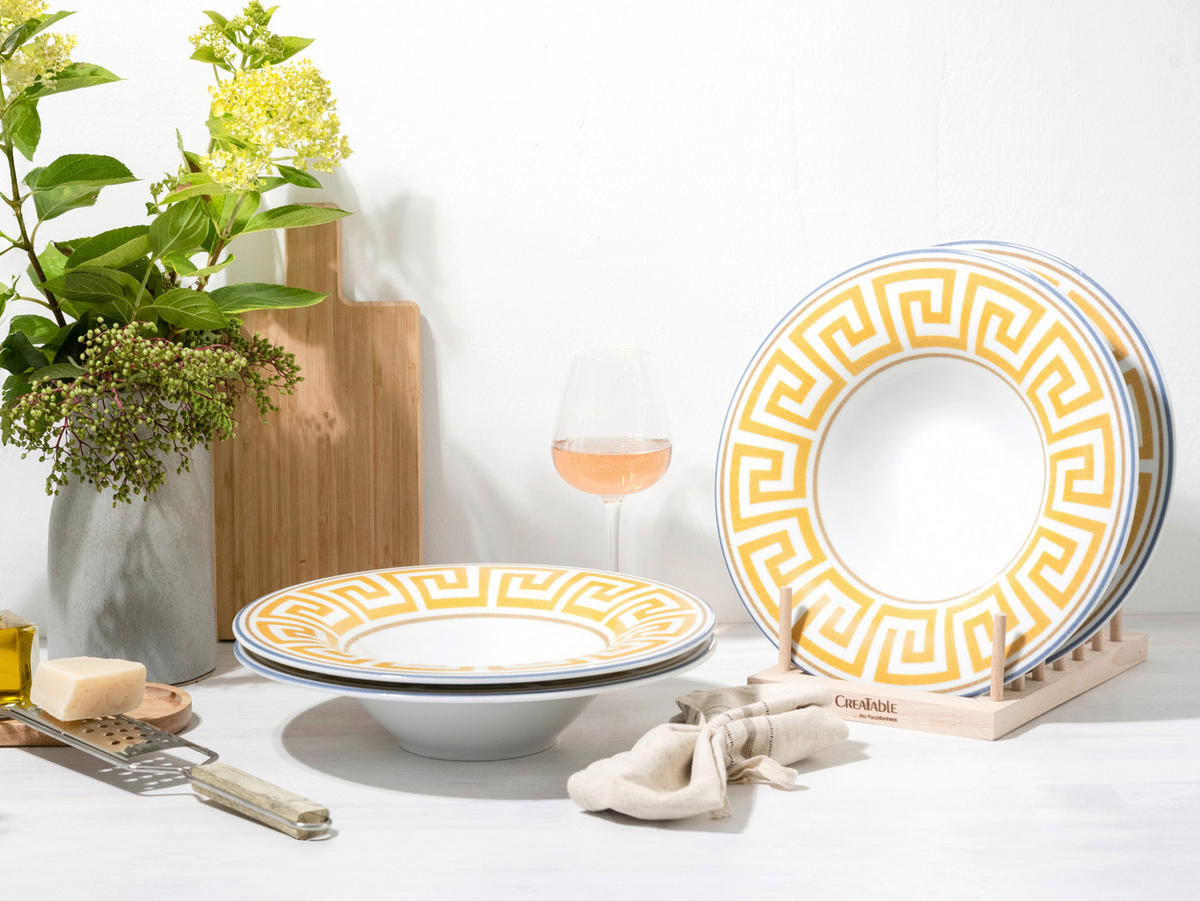 PASTATELLERSET Weiß, Honig 30/6 cm Gourmet Athena 4-teilig  - Weiß/Honig, Basics, Keramik (30/6cm) - Creatable