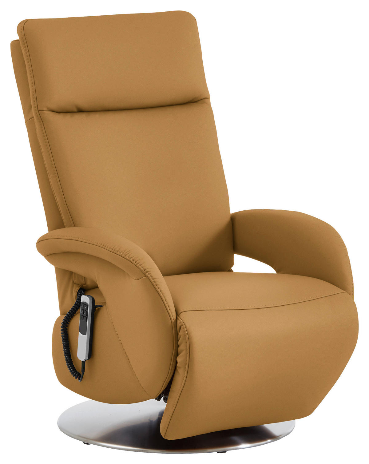 RELAXSESSEL in Leder Cognac  - Edelstahlfarben/Cognac, Design, Leder/Metall (70/108/80cm) - Cantus