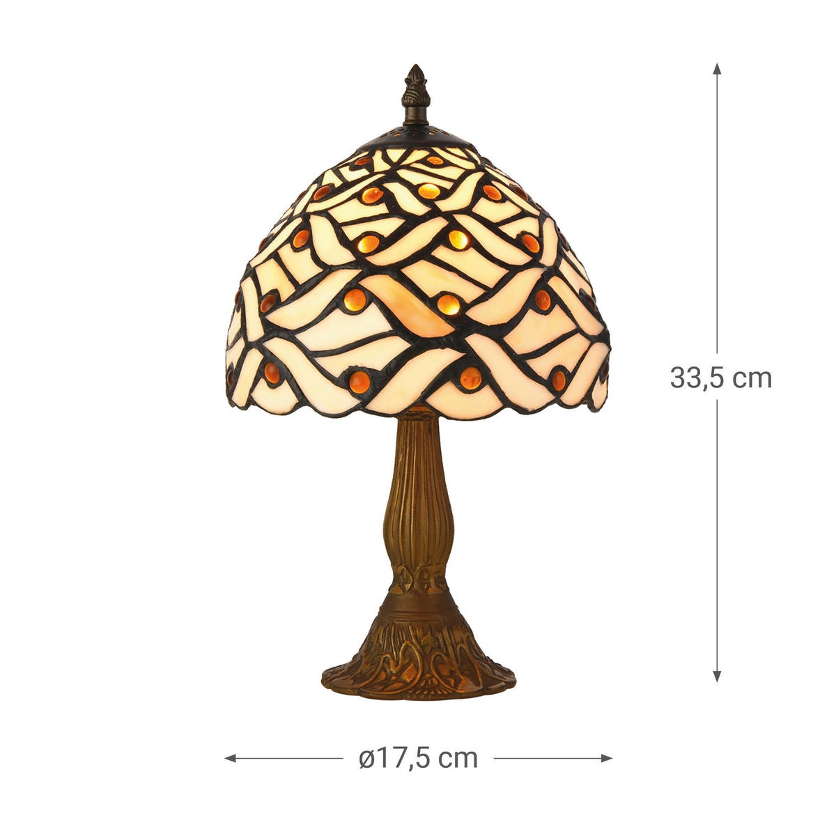 ASZTALI LÁMPA - barna/többszínű, Basics, Üveg/fém (17.5/33.5/17.5cm)