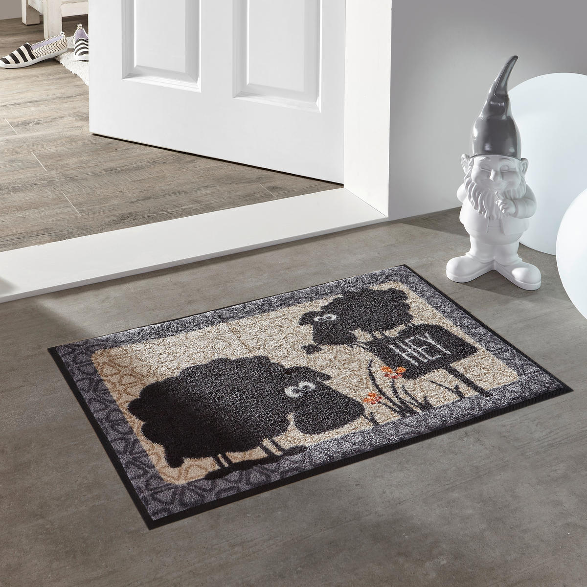 FUßMATTE 50/75 cm  - Beige/Schwarz, Basics, Kunststoff/Textil (50/75cm) - wash+dry