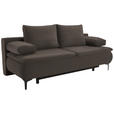 BOXSPRINGSOFA in Flachgewebe Braun  - Schwarz/Braun, KONVENTIONELL, Textil/Metall (204/93/100cm) - Novel