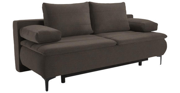 BOXSPRINGSOFA in Flachgewebe Braun  - Schwarz/Braun, KONVENTIONELL, Textil/Metall (204/93/100cm) - Novel