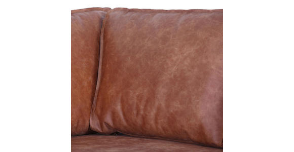 WOHNLANDSCHAFTOttomane rechts, L-Form  in Mikrofaser Cognac  - Cognac/Schwarz, KONVENTIONELL, Textil/Metall (267/218cm) - Ambia Home
