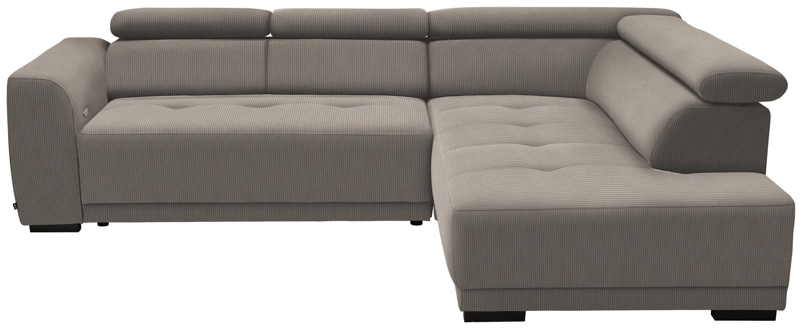 ECKSOFA Feincord Graubraun  - Graubraun/Schwarz, Design, Kunststoff/Textil (284/205cm) - Xora