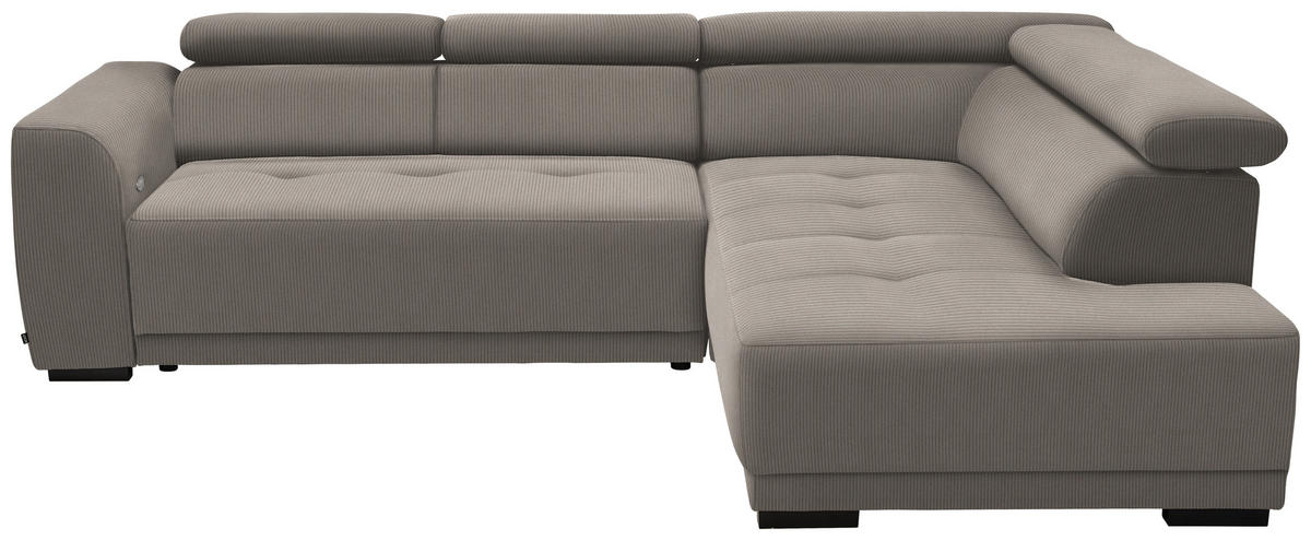 ECKSOFA in Feincord Graubraun  - Graubraun/Schwarz, Design, Kunststoff/Textil (284/205cm) - Xora