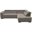 ECKSOFA  in Feincord Graubraun  284/205 cm  - Graubraun/Schwarz, Design, Kunststoff/Textil (284/205cm) - Xora