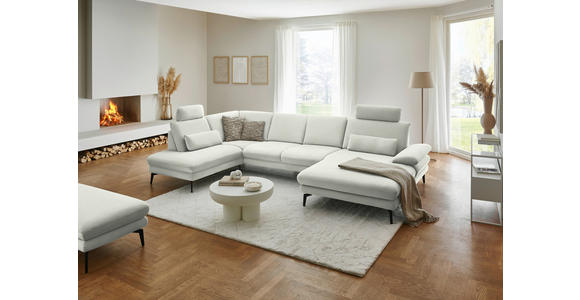 WOHNLANDSCHAFT  in Chenille, Flachgewebe Weiß  - Schwarz/Weiß, Design, Textil/Metall (208/344/180cm) - Dieter Knoll