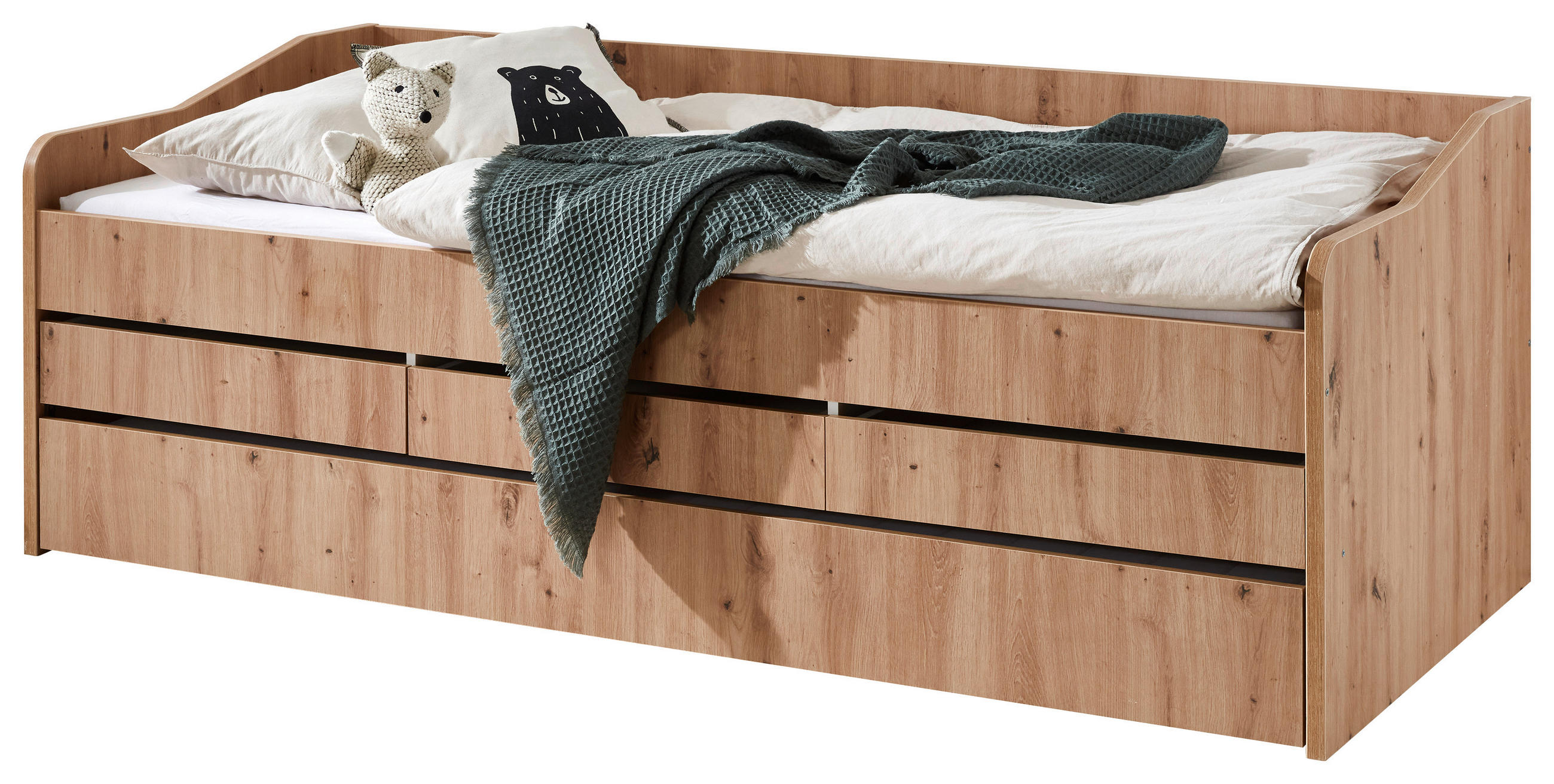 AUSZIEHBETT 90-180/200 cm  in Eiche Artisan  - Eiche Artisan, KONVENTIONELL, Holz/Holzwerkstoff (90-180/200cm) - Carryhome