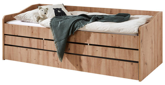 AUSZIEHBETT 90-180/200 cm  in Eiche Artisan  - Eiche Artisan, KONVENTIONELL, Holz/Holzwerkstoff (90-180/200cm) - Carryhome