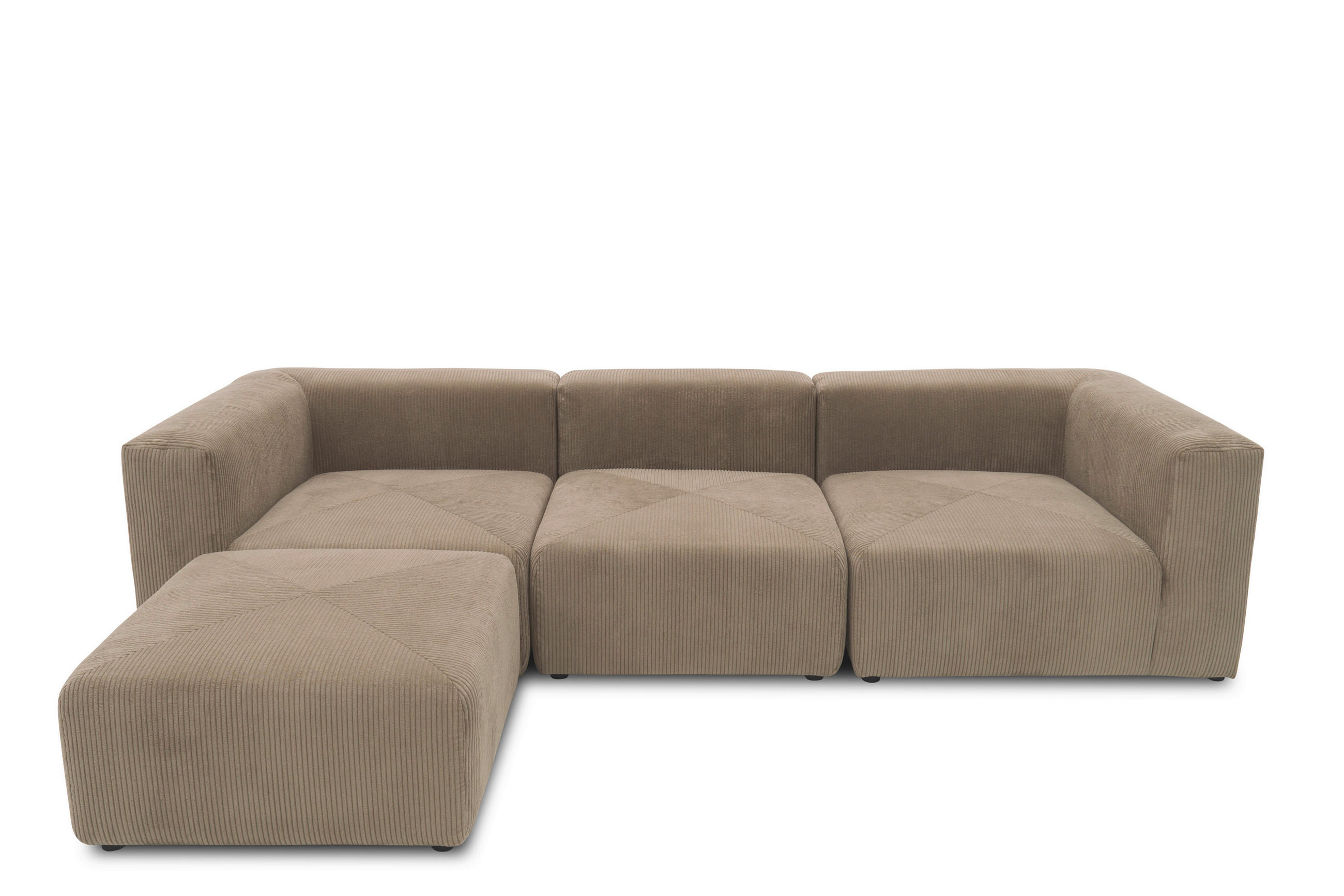 ECKSOFA Schlammfarben Cord, Mikrofaser - Schlammfarben/Schwarz, Design, Kunststoff/Textil (301/69/193cm) - MID.YOU