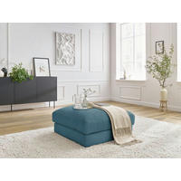 HOCKER LEONARD Cord Hellblau  - Schwarz/Hellblau, MODERN, Kunststoff/Textil (86/43/86cm)