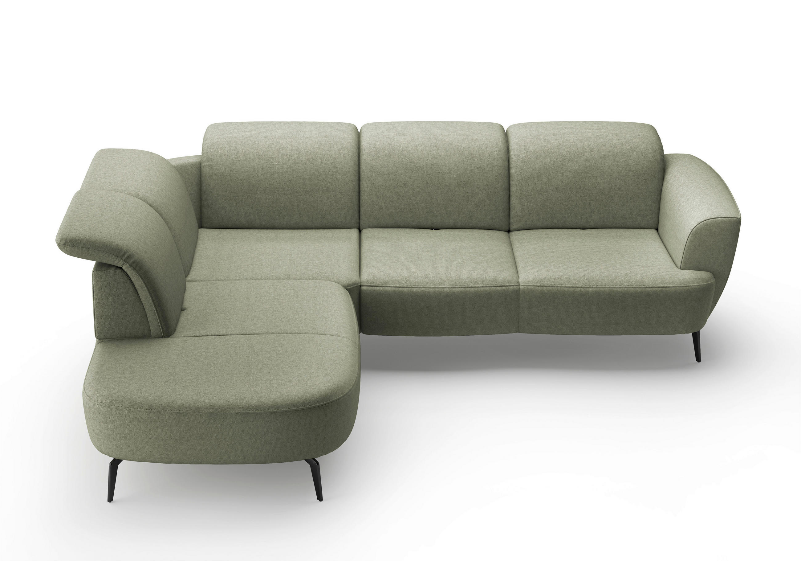 ECKSOFA ZOE E Olivgrün Flachgewebe  - Schwarz/Olivgrün, KONVENTIONELL, Textil/Metall (267/300cm) - Sit & More