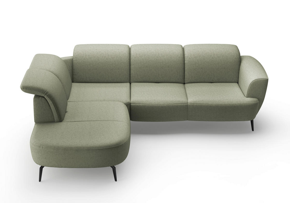 ECKSOFA ZOE E Olivgrün Flachgewebe  - Schwarz/Olivgrün, KONVENTIONELL, Textil/Metall (267/300cm) - Sit & More