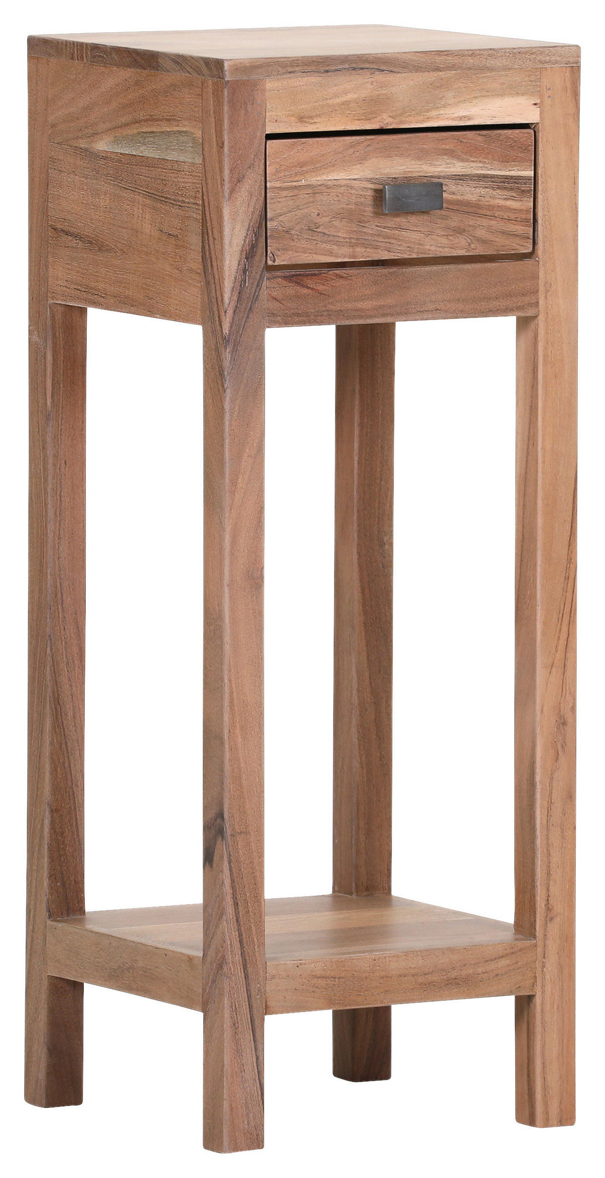 BEISTELLTISCH 30/30/80 cm Akazie massiv Akaziefarben quadratisch  - Schwarz/Akaziefarben, LIFESTYLE, Holz/Metall (30/30/80cm) - Landscape