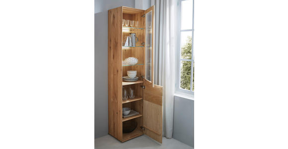 VITRINE in massiv Asteiche Weiß, Eichefarben - Eichefarben/Weiß, Design, Glas/Holz (47/205,5/40cm) - Valnatura