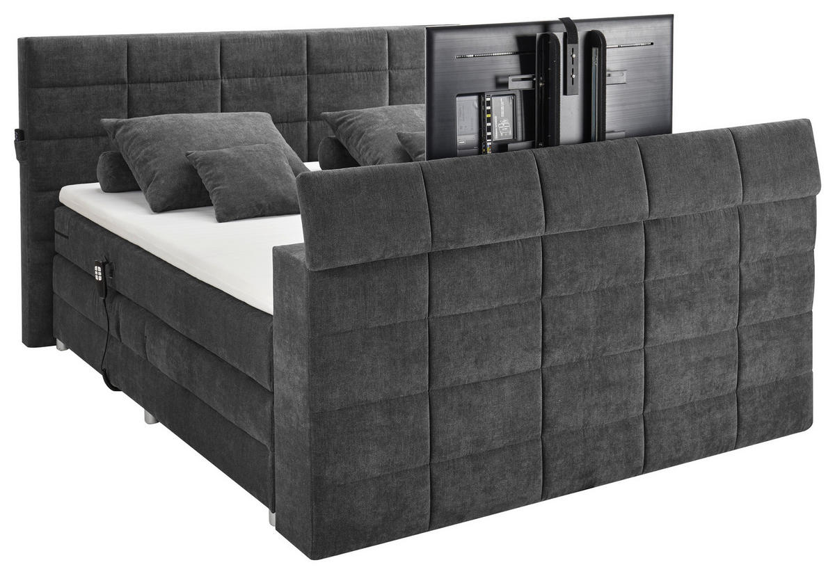 BOXSPRING-ÁGY 180/200 cm  antracit  - antracit, Konventionell, textil (180/200cm) - Carryhome